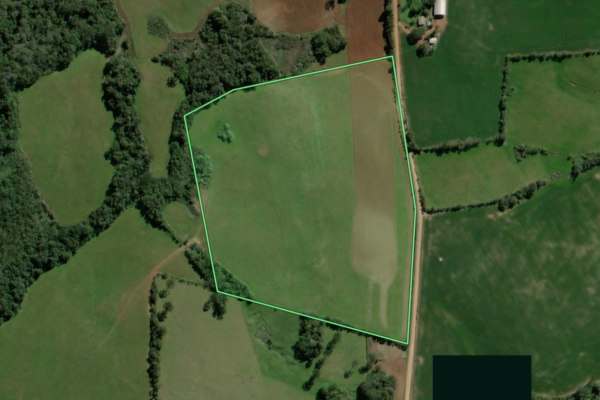 Imagem de satélite do imóvel rural em Espumoso (RS), com o contorno declarado no CAR desenhado por cima.