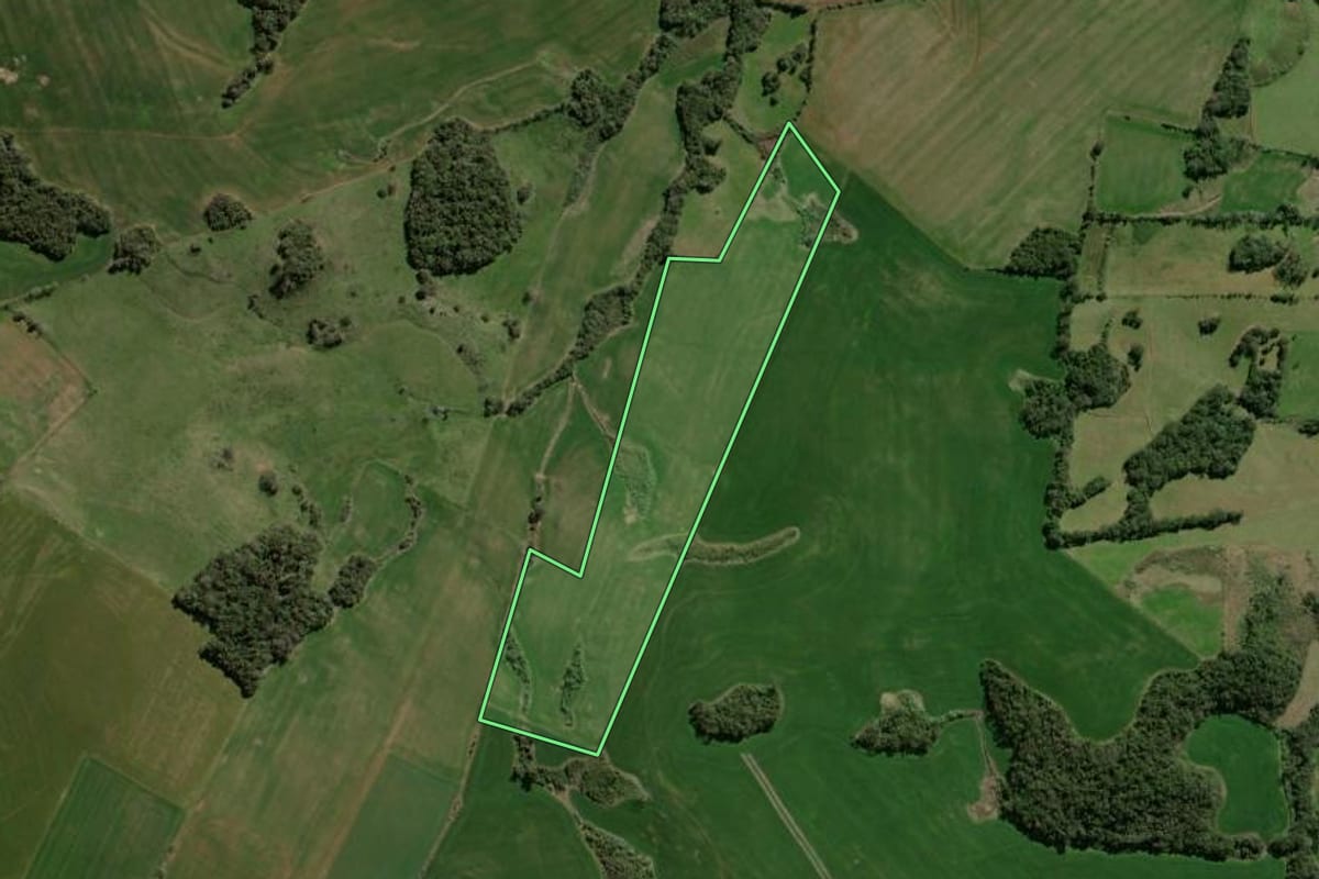 Imagem de satélite do imóvel rural em Espumoso (RS), com o contorno declarado no CAR desenhado por cima.