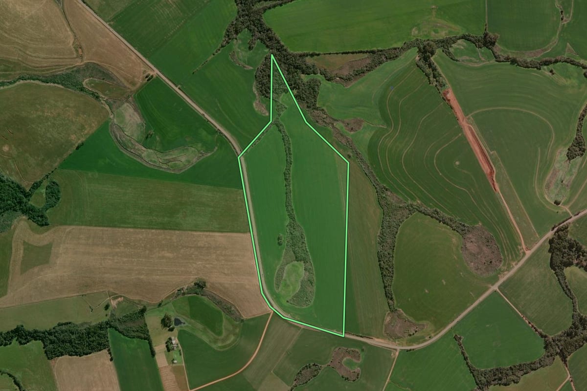 Imagem de satélite do imóvel rural em Espumoso (RS), com o contorno declarado no CAR desenhado por cima.