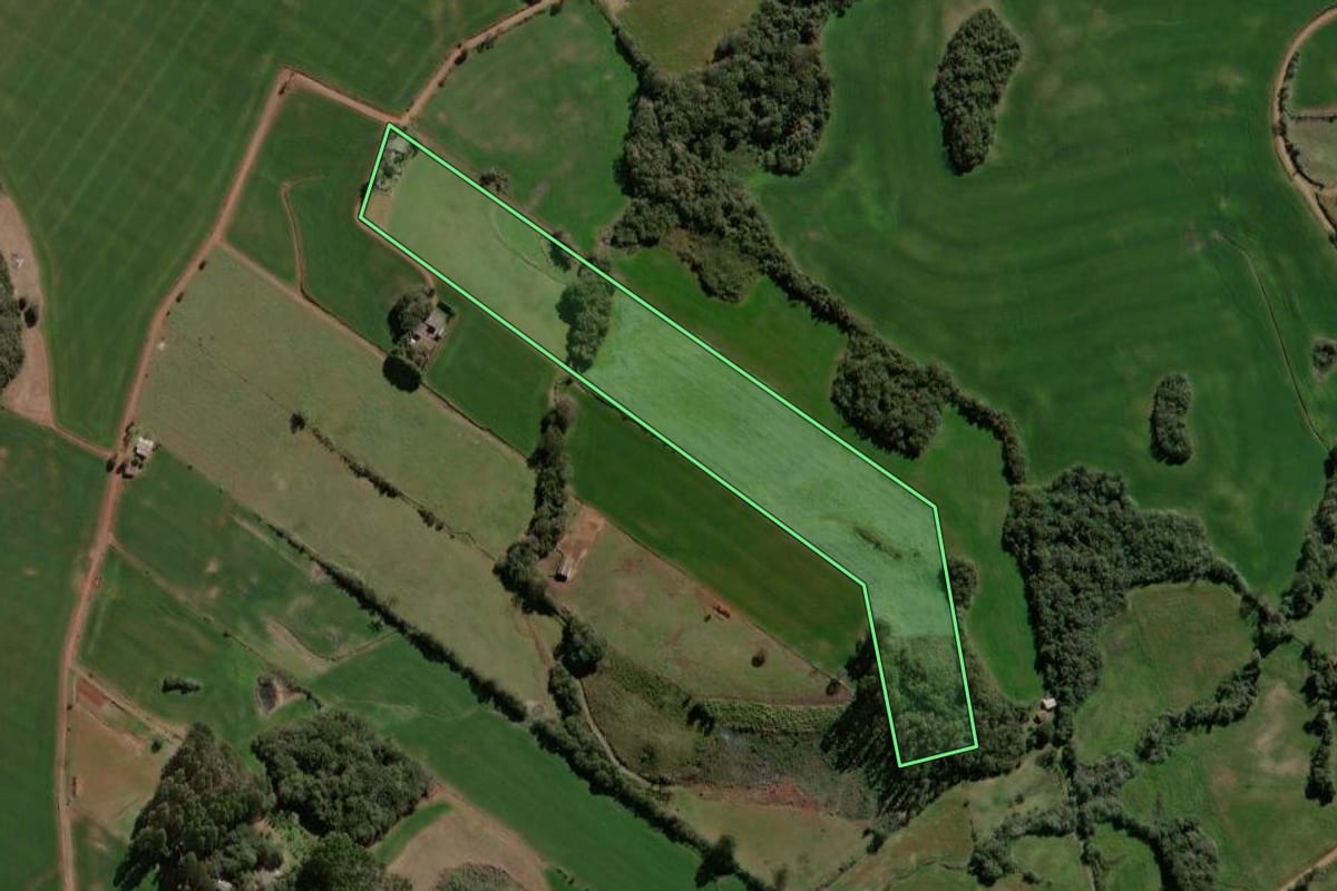 Imagem de satélite do imóvel rural em Espumoso (RS), com o contorno declarado no CAR desenhado por cima.