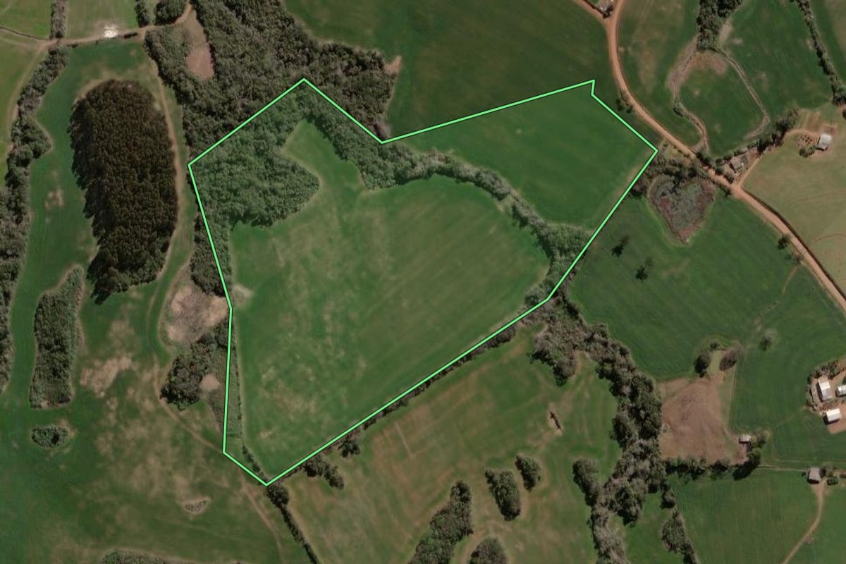 Imagem de satélite do imóvel rural em Espumoso (RS), com o contorno declarado no CAR desenhado por cima.