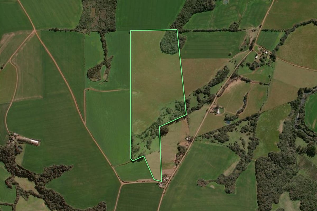 Imagem de satélite do imóvel rural em Espumoso (RS), com o contorno declarado no CAR desenhado por cima.