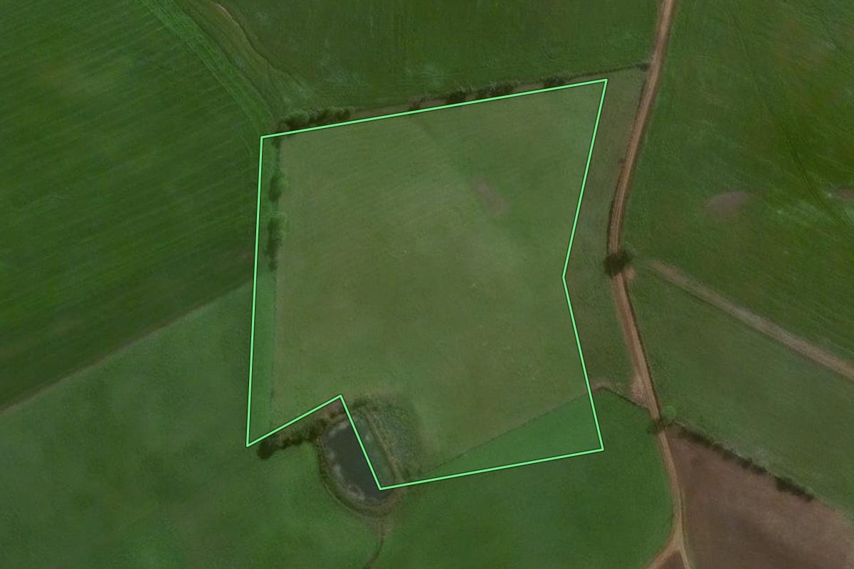 Imagem de satélite do imóvel rural em Estrela Velha (RS), com o contorno declarado no CAR desenhado por cima.