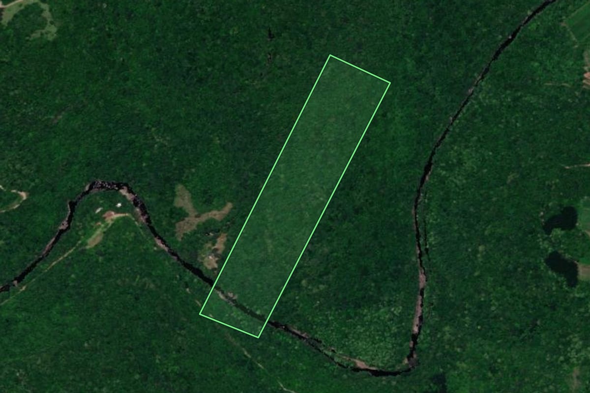 Imagem de satélite do imóvel rural em Vista Alegre do Prata (RS), com o contorno declarado no CAR desenhado por cima.