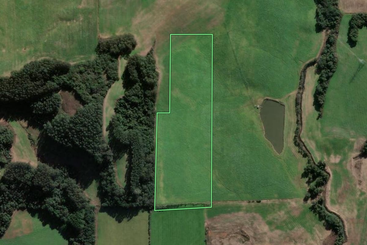Imagem de satélite do imóvel rural em Fagundes Varela (RS), com o contorno declarado no CAR desenhado por cima.