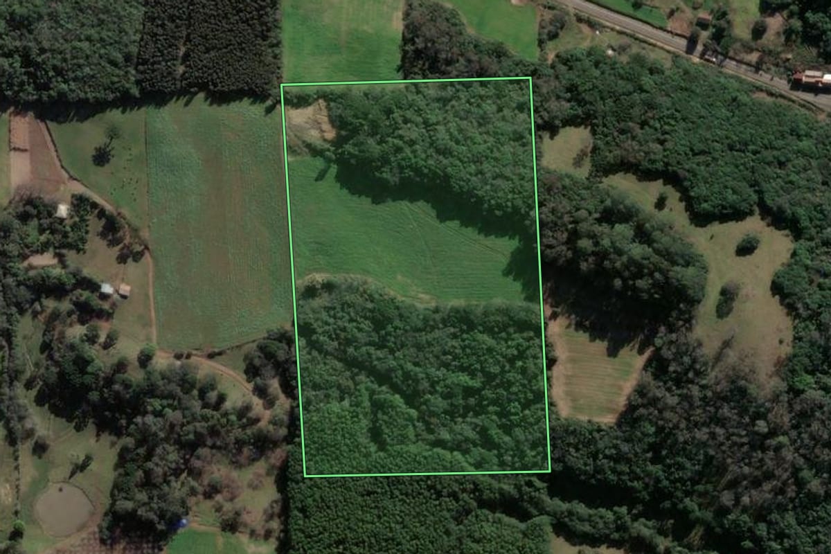 Imagem de satélite do imóvel rural em Fagundes Varela (RS), com o contorno declarado no CAR desenhado por cima.
