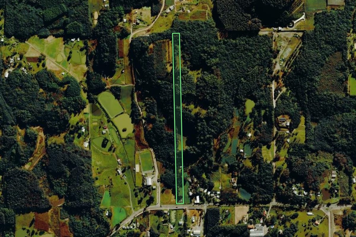 Imagem de satélite do imóvel rural em Farroupilha (RS), com o contorno declarado no CAR desenhado por cima.