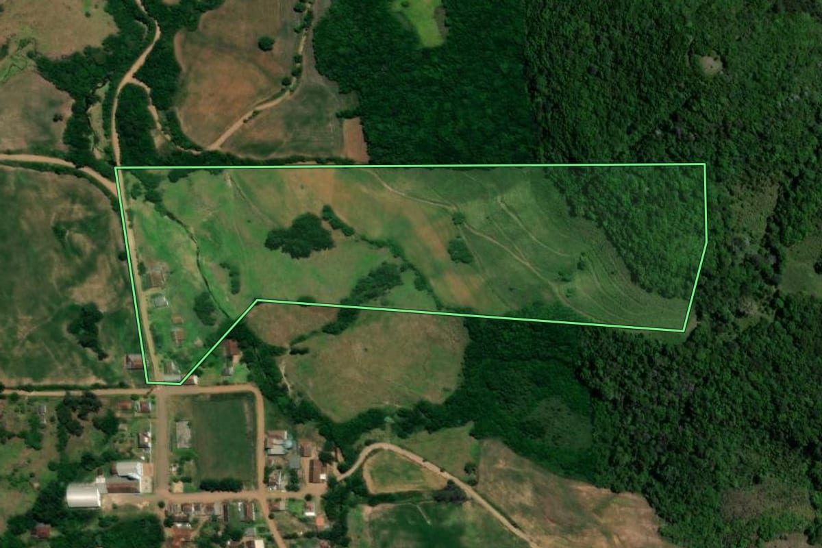 Imagem de satélite do imóvel rural em Faxinal do Soturno (RS), com o contorno declarado no CAR desenhado por cima.
