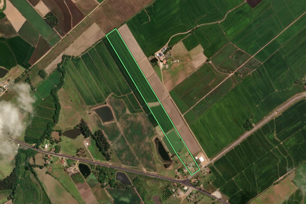 Imagem de satélite do imóvel rural em Faxinal do Soturno (RS), com o contorno declarado no CAR desenhado por cima.