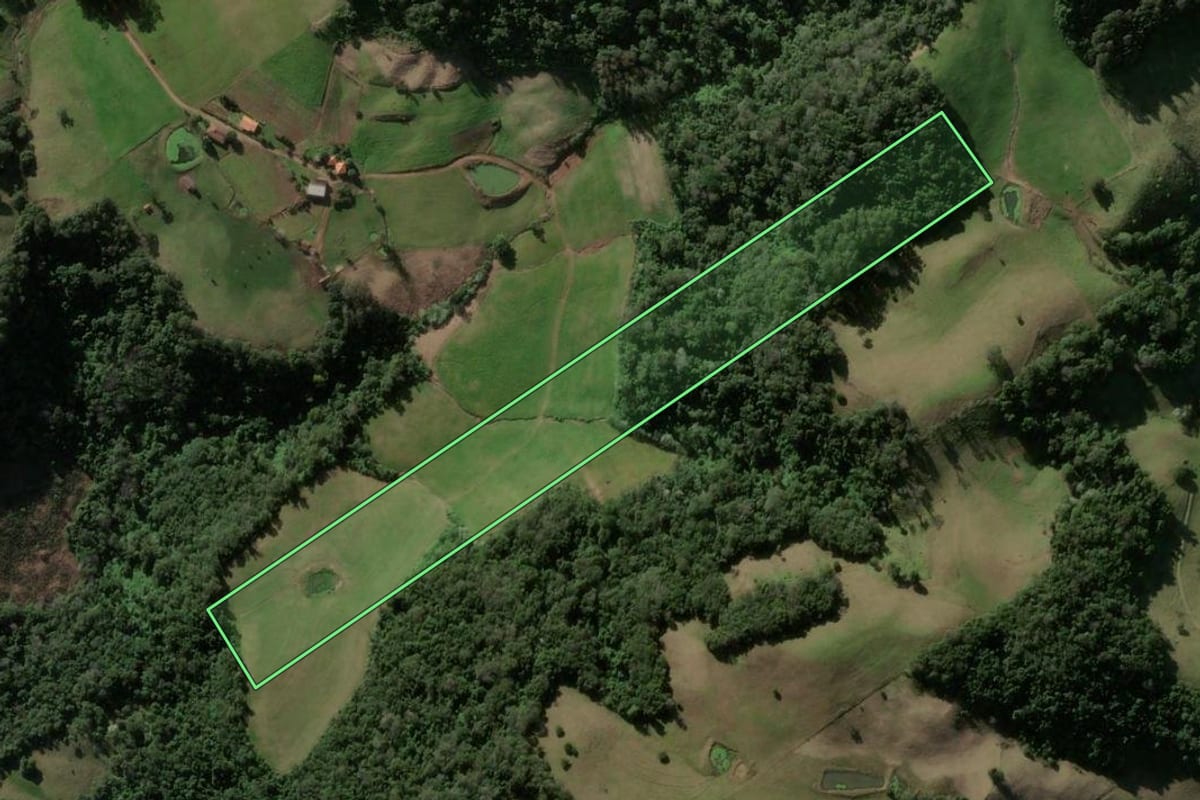 Imagem de satélite do imóvel rural em Faxinal do Soturno (RS), com o contorno declarado no CAR desenhado por cima.