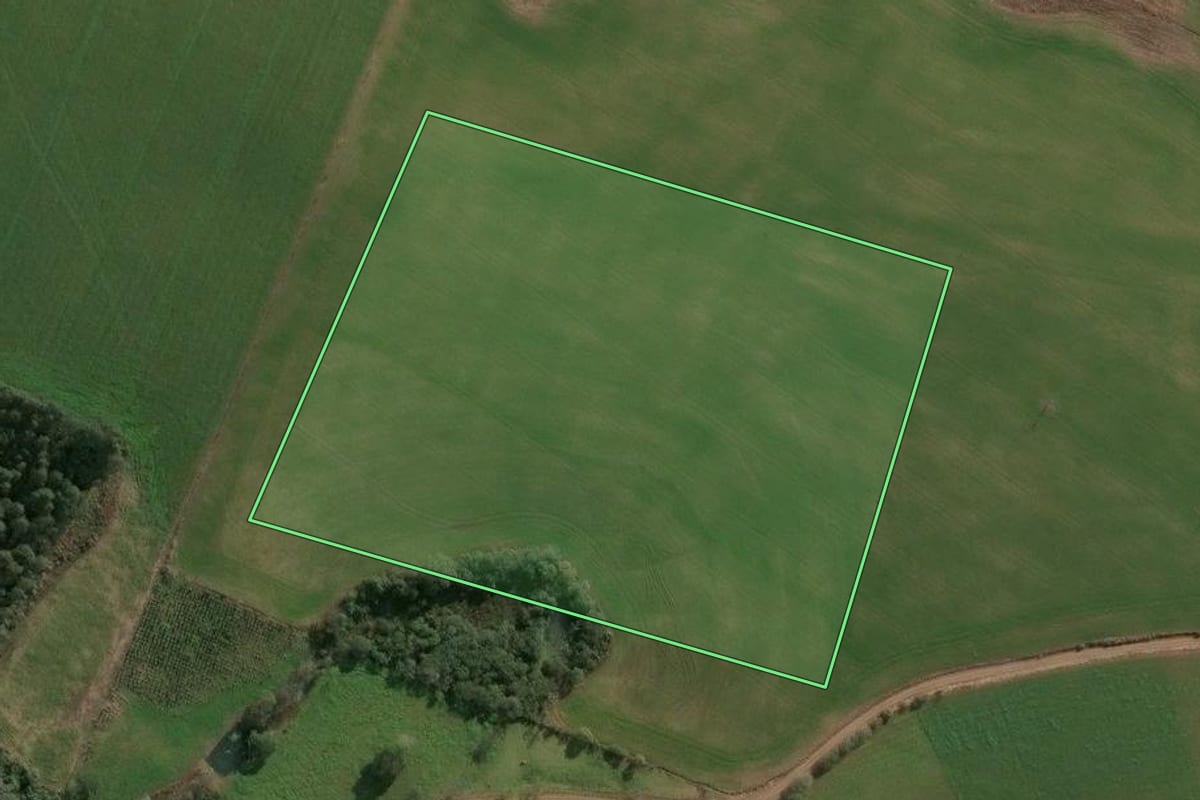 Imagem de satélite do imóvel rural em Faxinalzinho (RS), com o contorno declarado no CAR desenhado por cima.