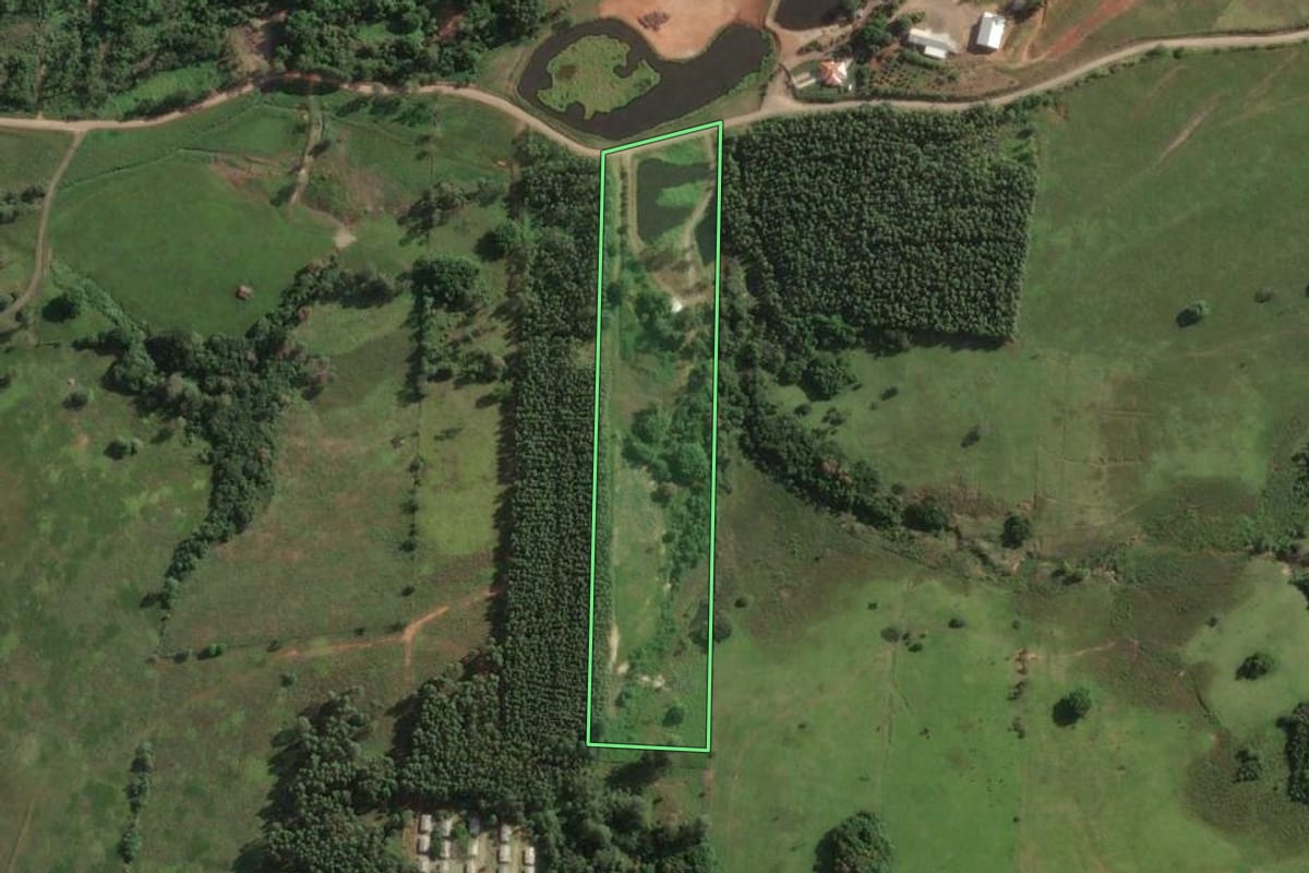 Imagem de satélite do imóvel rural em Fazenda Vilanova (RS), com o contorno declarado no CAR desenhado por cima.