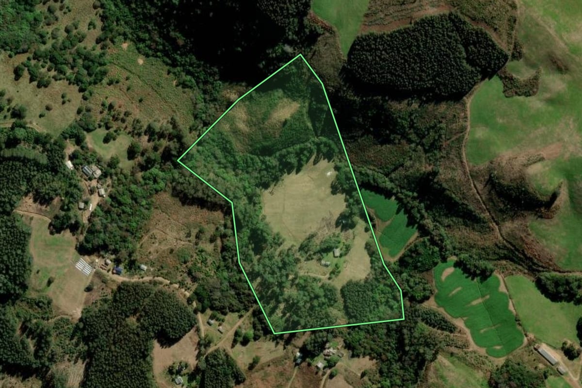 Imagem de satélite do imóvel rural em Fontoura Xavier (RS), com o contorno declarado no CAR desenhado por cima.