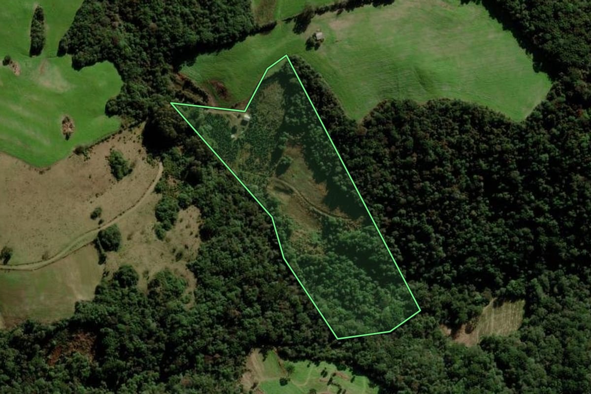 Imagem de satélite do imóvel rural em Fontoura Xavier (RS), com o contorno declarado no CAR desenhado por cima.