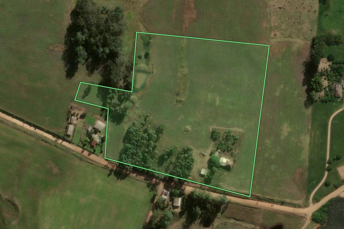 Imagem de satélite do imóvel rural em Formigueiro (RS), com o contorno declarado no CAR desenhado por cima.