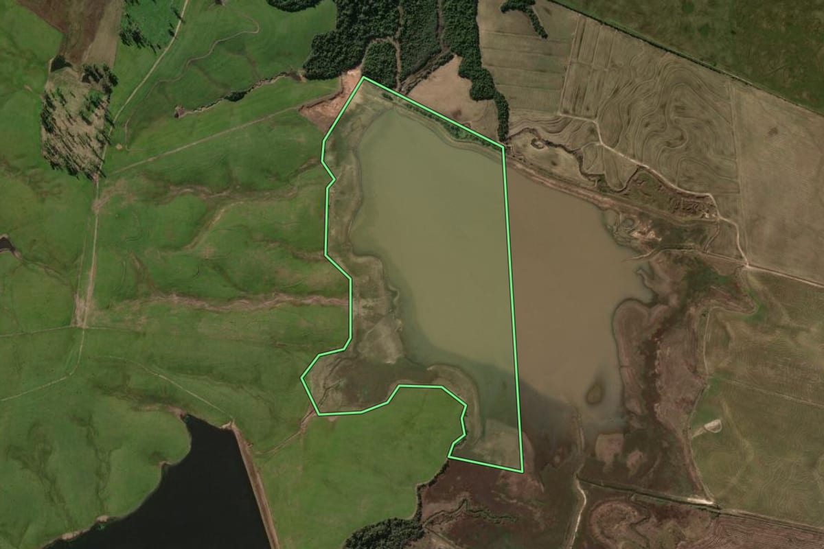 Imagem de satélite do imóvel rural em Formigueiro (RS), com o contorno declarado no CAR desenhado por cima.