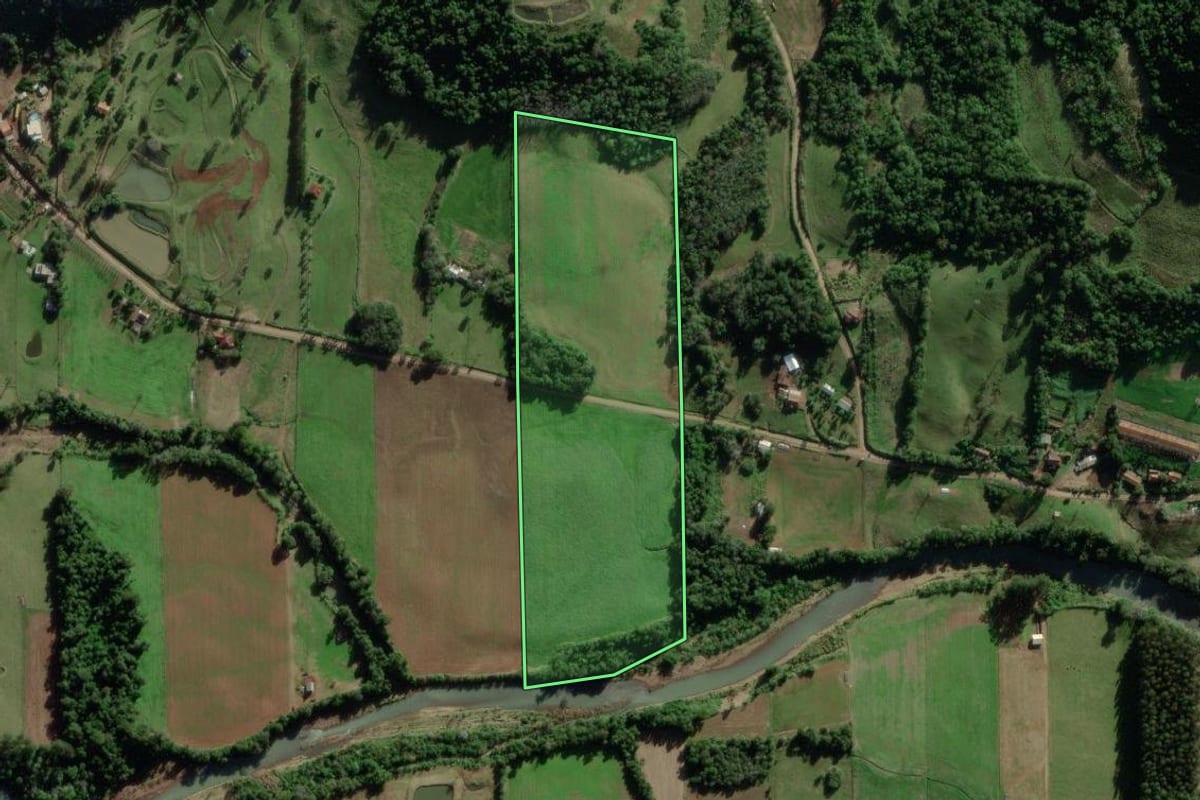 Imagem de satélite do imóvel rural em Forquetinha (RS), com o contorno declarado no CAR desenhado por cima.