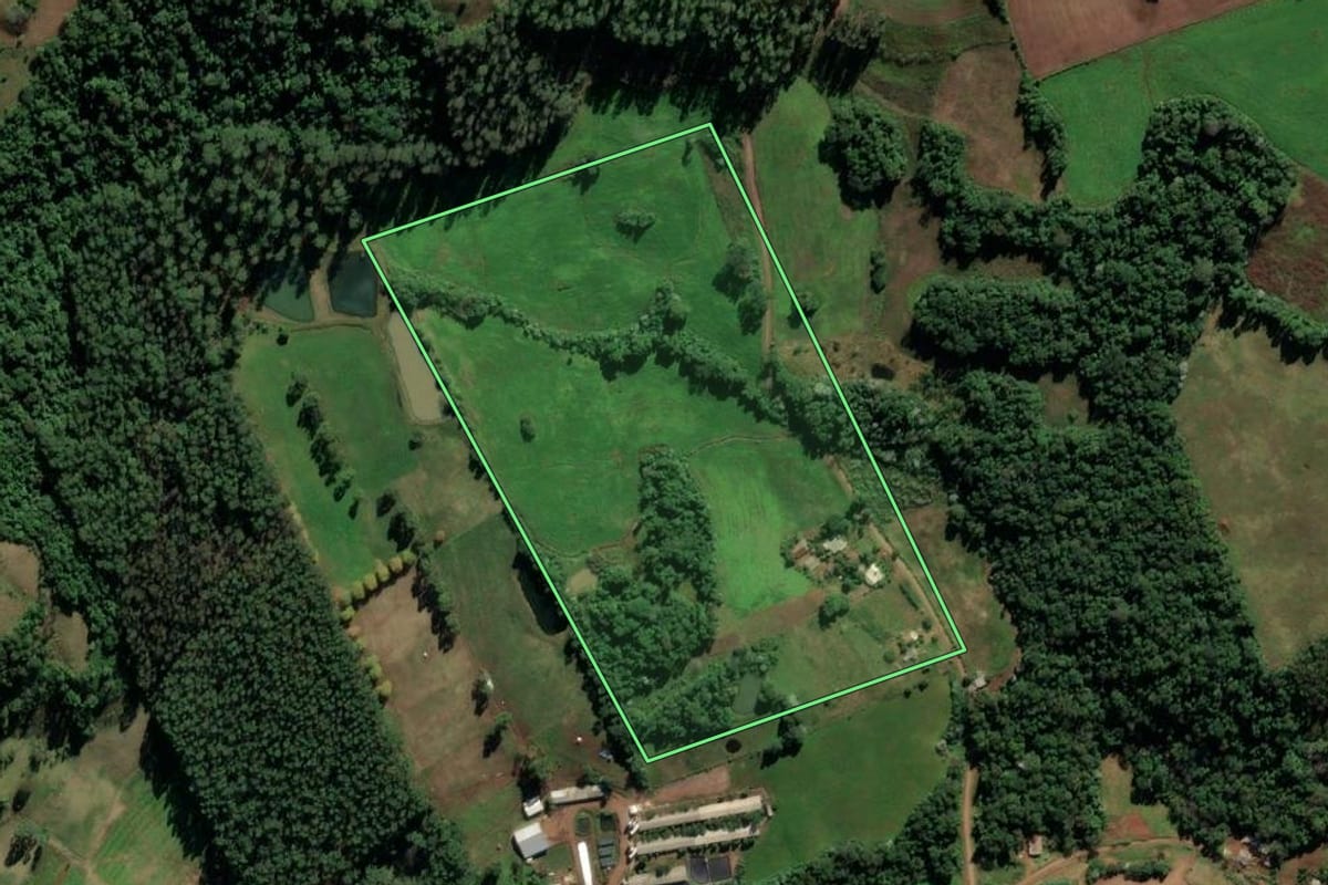 Imagem de satélite do imóvel rural em Frederico Westphalen (RS), com o contorno declarado no CAR desenhado por cima.