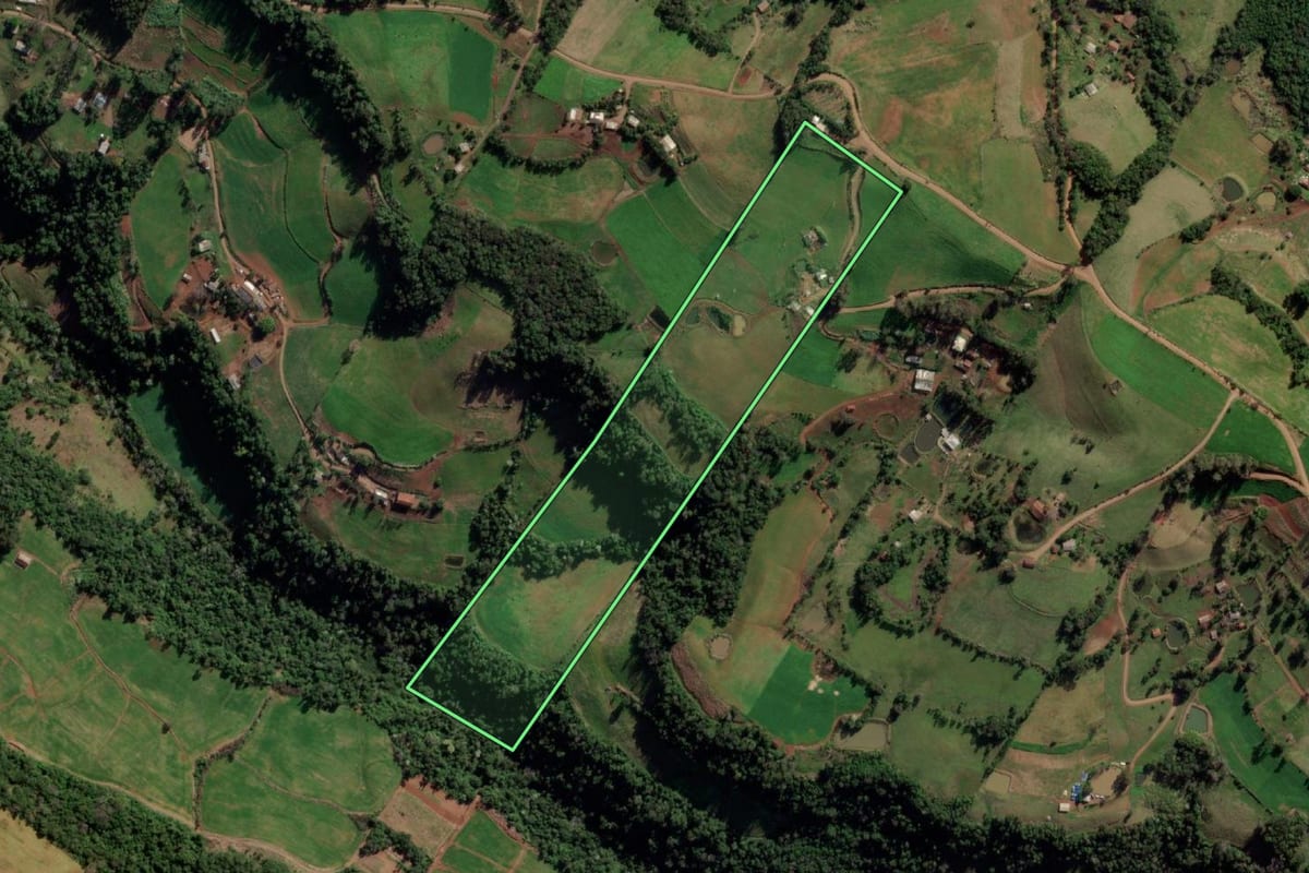 Imagem de satélite do imóvel rural em Frederico Westphalen (RS), com o contorno declarado no CAR desenhado por cima.