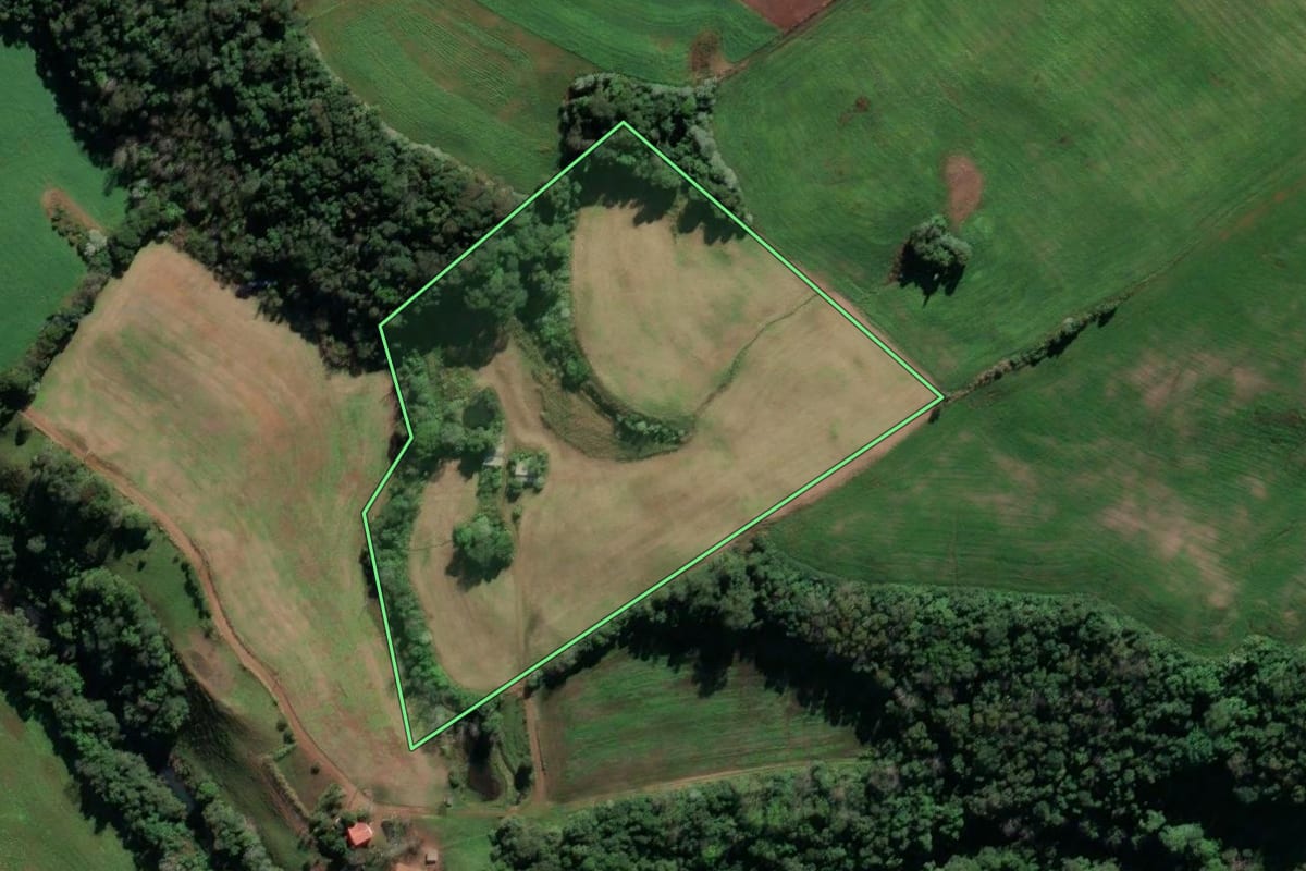 Imagem de satélite do imóvel rural em Frederico Westphalen (RS), com o contorno declarado no CAR desenhado por cima.