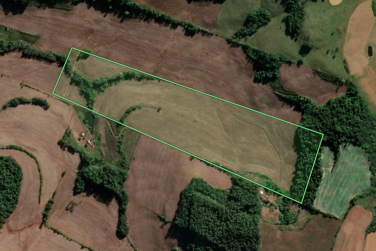 Imagem de satélite do imóvel rural em Frederico Westphalen (RS), com o contorno declarado no CAR desenhado por cima.