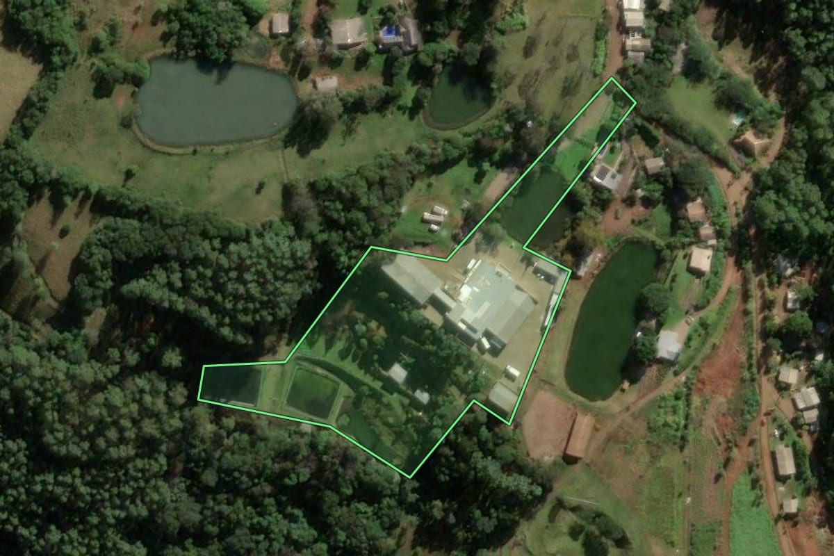 Imagem de satélite do imóvel rural em Frederico Westphalen (RS), com o contorno declarado no CAR desenhado por cima.