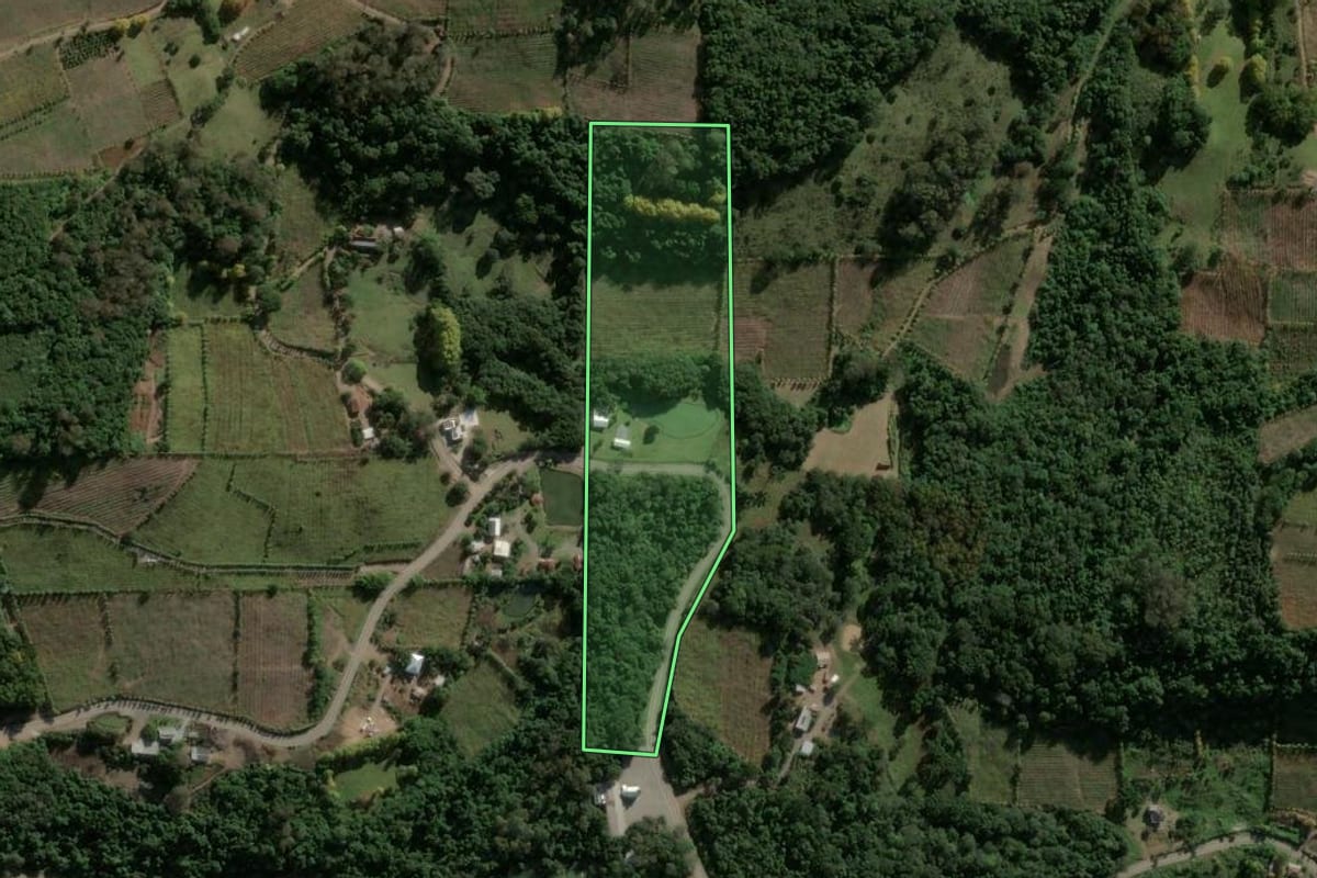 Imagem de satélite do imóvel rural em Garibaldi (RS), com o contorno declarado no CAR desenhado por cima.