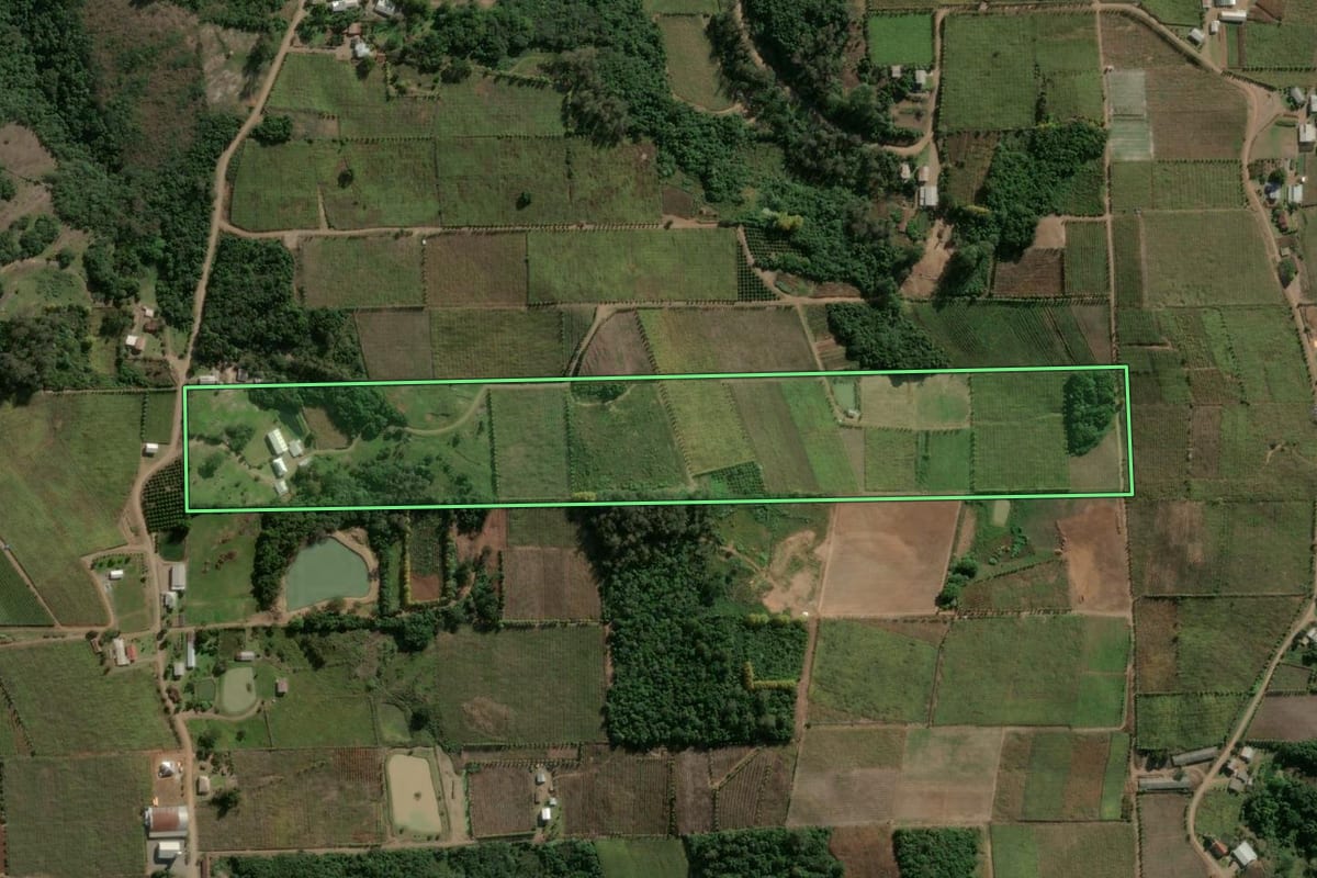 Imagem de satélite do imóvel rural em Garibaldi (RS), com o contorno declarado no CAR desenhado por cima.