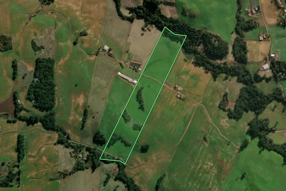 Imagem de satélite do imóvel rural em Gaurama (RS), com o contorno declarado no CAR desenhado por cima.
