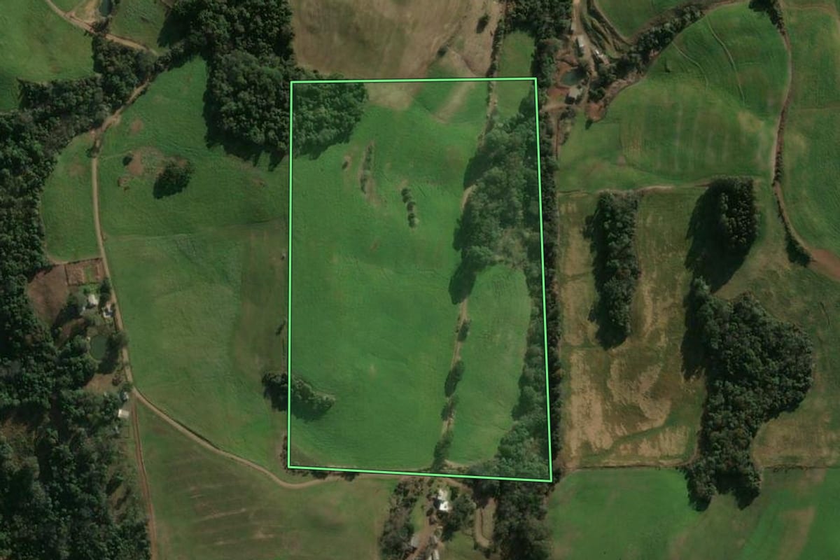Imagem de satélite do imóvel rural em Gaurama (RS), com o contorno declarado no CAR desenhado por cima.