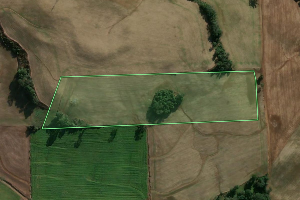 Imagem de satélite do imóvel rural em Gaurama (RS), com o contorno declarado no CAR desenhado por cima.