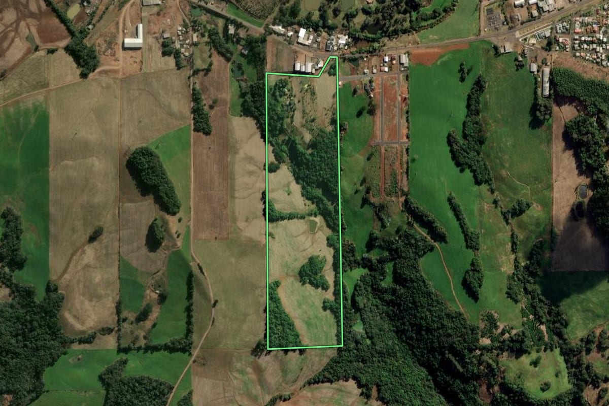 Imagem de satélite do imóvel rural em Gaurama (RS), com o contorno declarado no CAR desenhado por cima.
