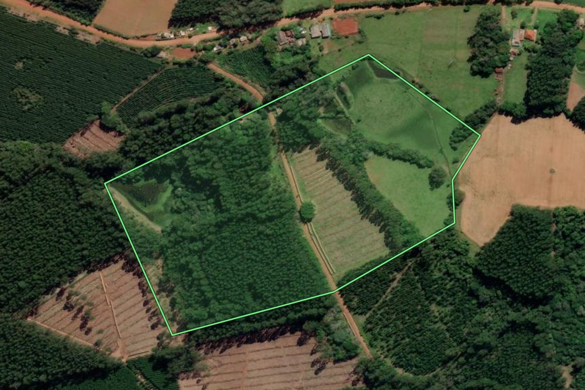 Imagem de satélite do imóvel rural em General Câmara (RS), com o contorno declarado no CAR desenhado por cima.