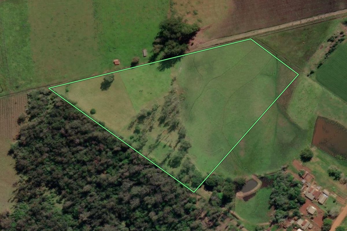 Imagem de satélite do imóvel rural em General Câmara (RS), com o contorno declarado no CAR desenhado por cima.