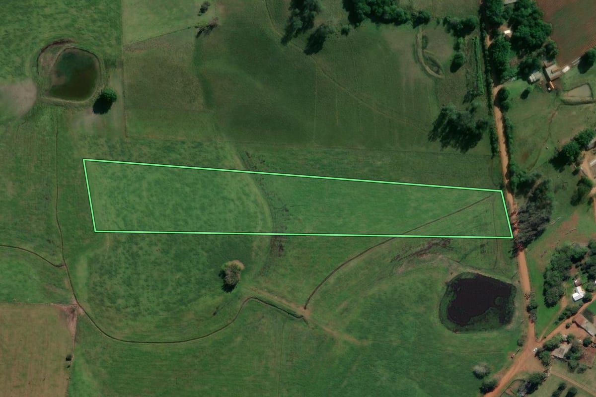 Imagem de satélite do imóvel rural em General Câmara (RS), com o contorno declarado no CAR desenhado por cima.