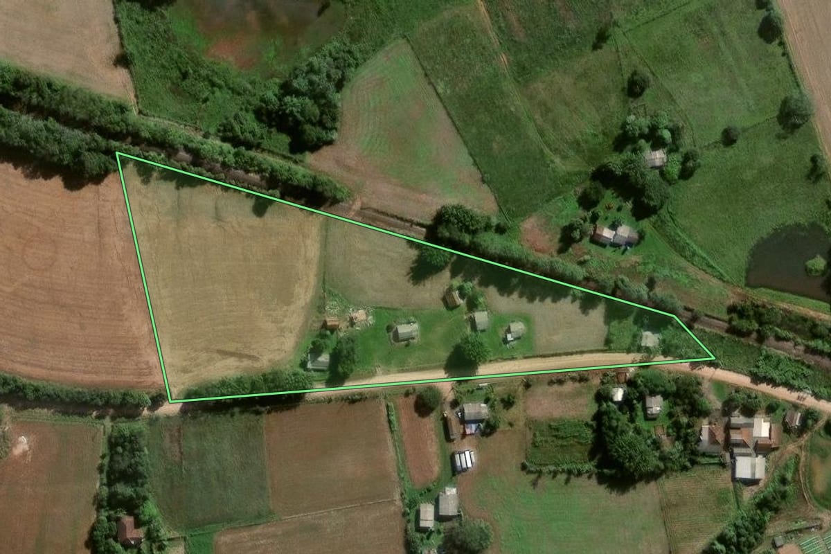 Imagem de satélite do imóvel rural em General Câmara (RS), com o contorno declarado no CAR desenhado por cima.