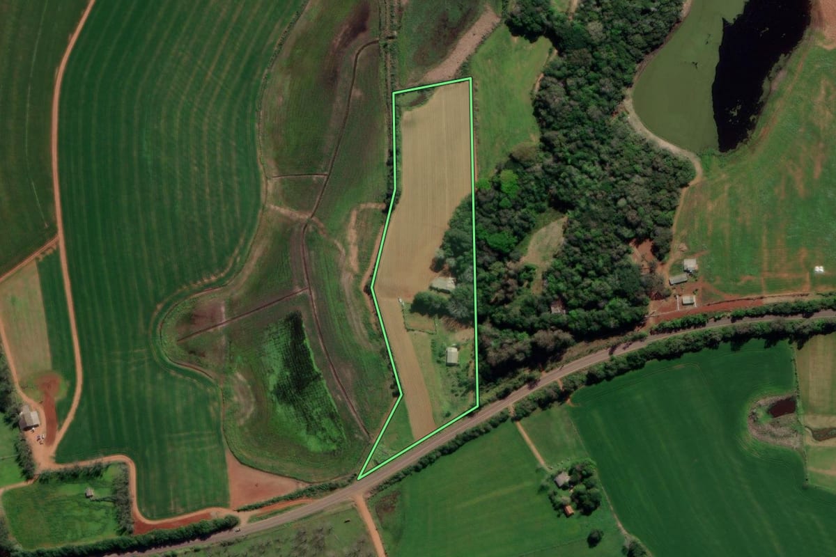 Imagem de satélite do imóvel rural em General Câmara (RS), com o contorno declarado no CAR desenhado por cima.