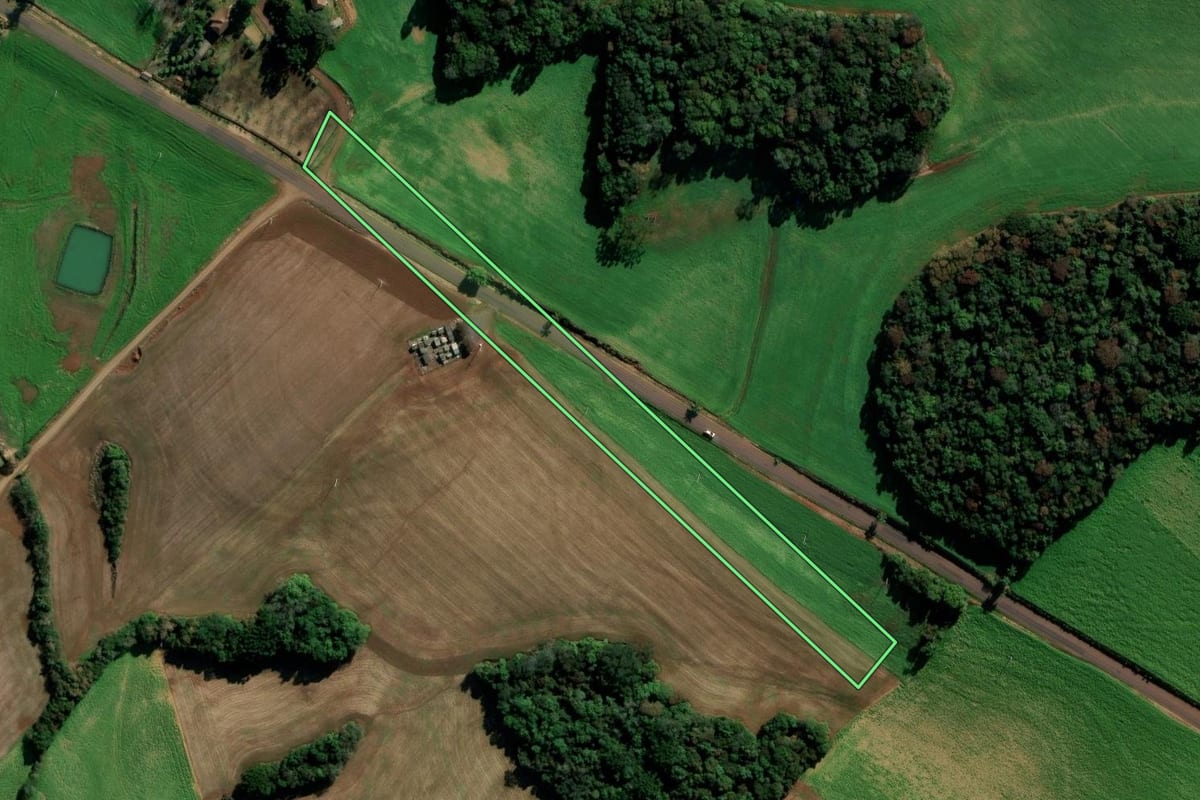 Imagem de satélite do imóvel rural em Getúlio Vargas (RS), com o contorno declarado no CAR desenhado por cima.