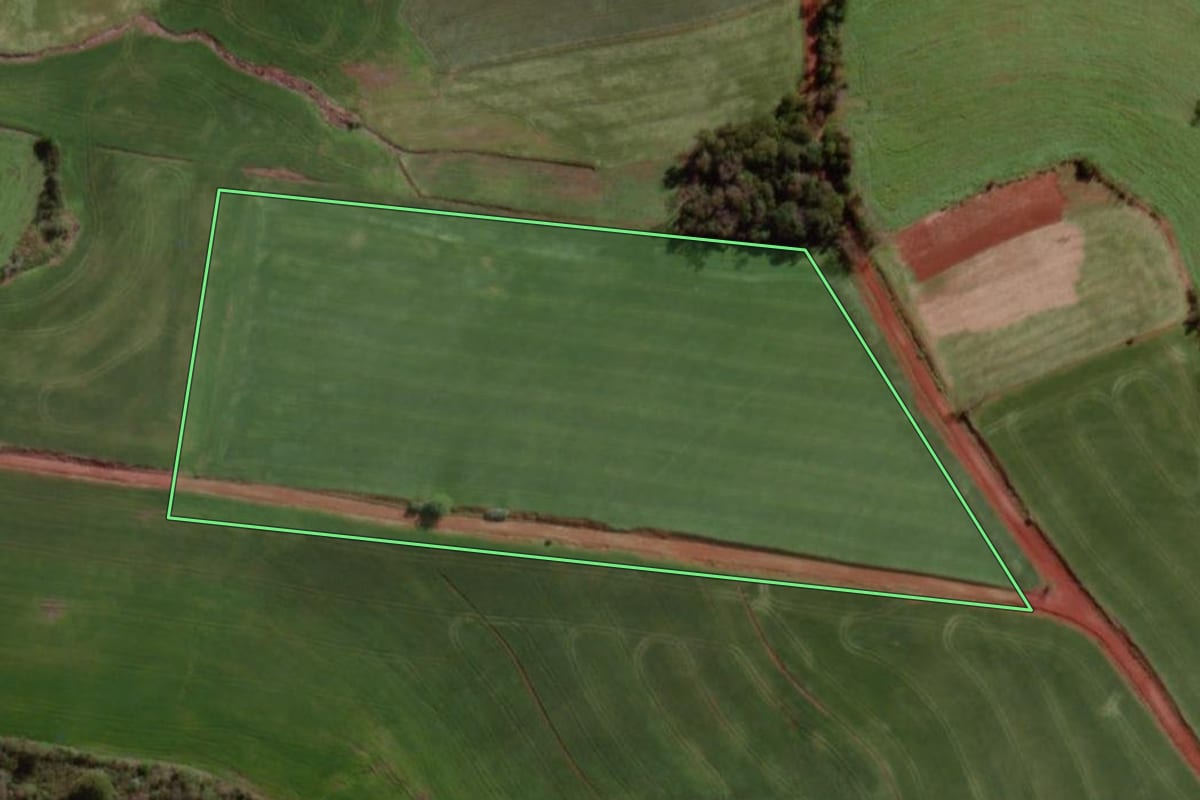 Imagem de satélite do imóvel rural em Giruá (RS), com o contorno declarado no CAR desenhado por cima.
