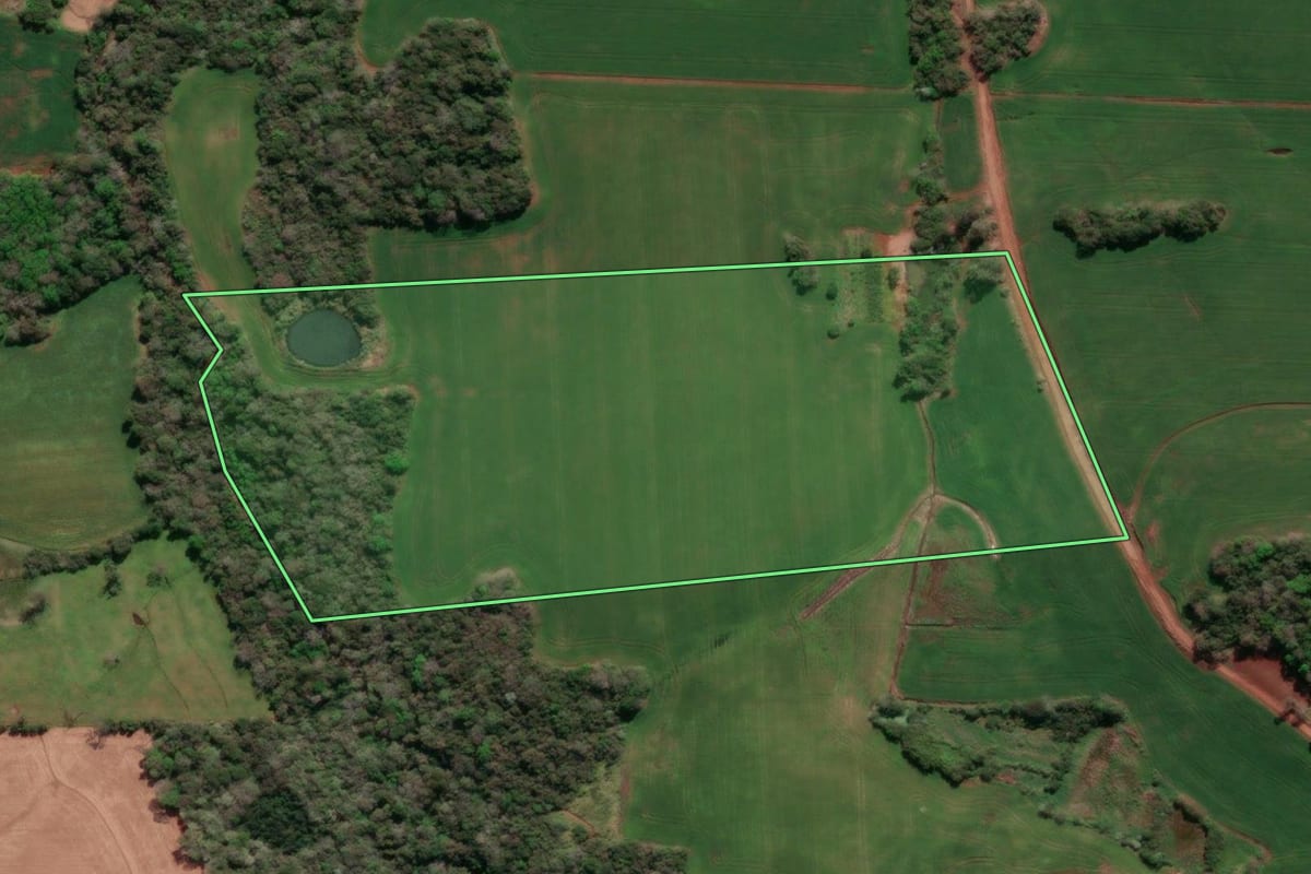 Imagem de satélite do imóvel rural em Giruá (RS), com o contorno declarado no CAR desenhado por cima.
