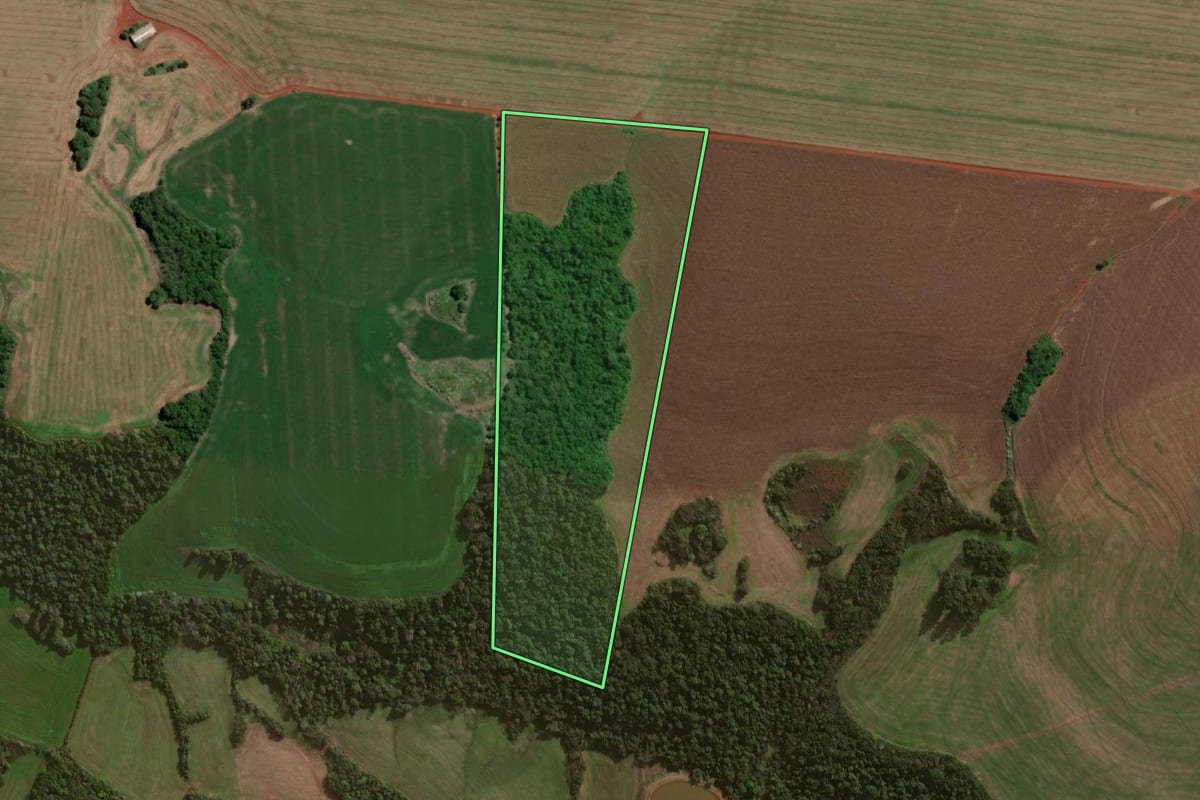 Imagem de satélite do imóvel rural em Giruá (RS), com o contorno declarado no CAR desenhado por cima.