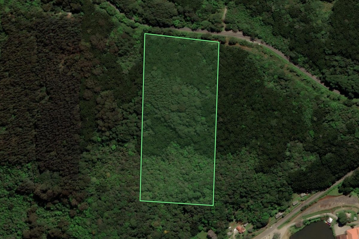 Imagem de satélite do imóvel rural em Gramado (RS), com o contorno declarado no CAR desenhado por cima.