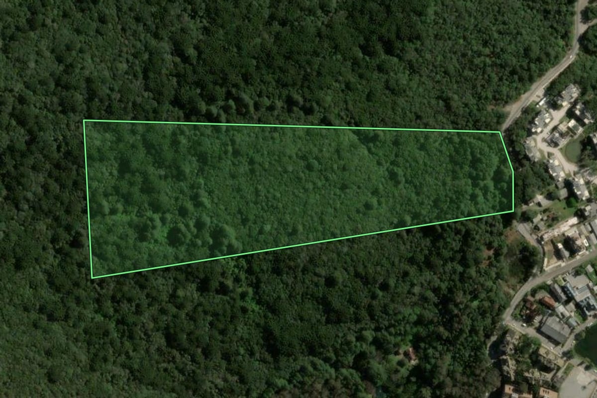 Imagem de satélite do imóvel rural em Gramado (RS), com o contorno declarado no CAR desenhado por cima.