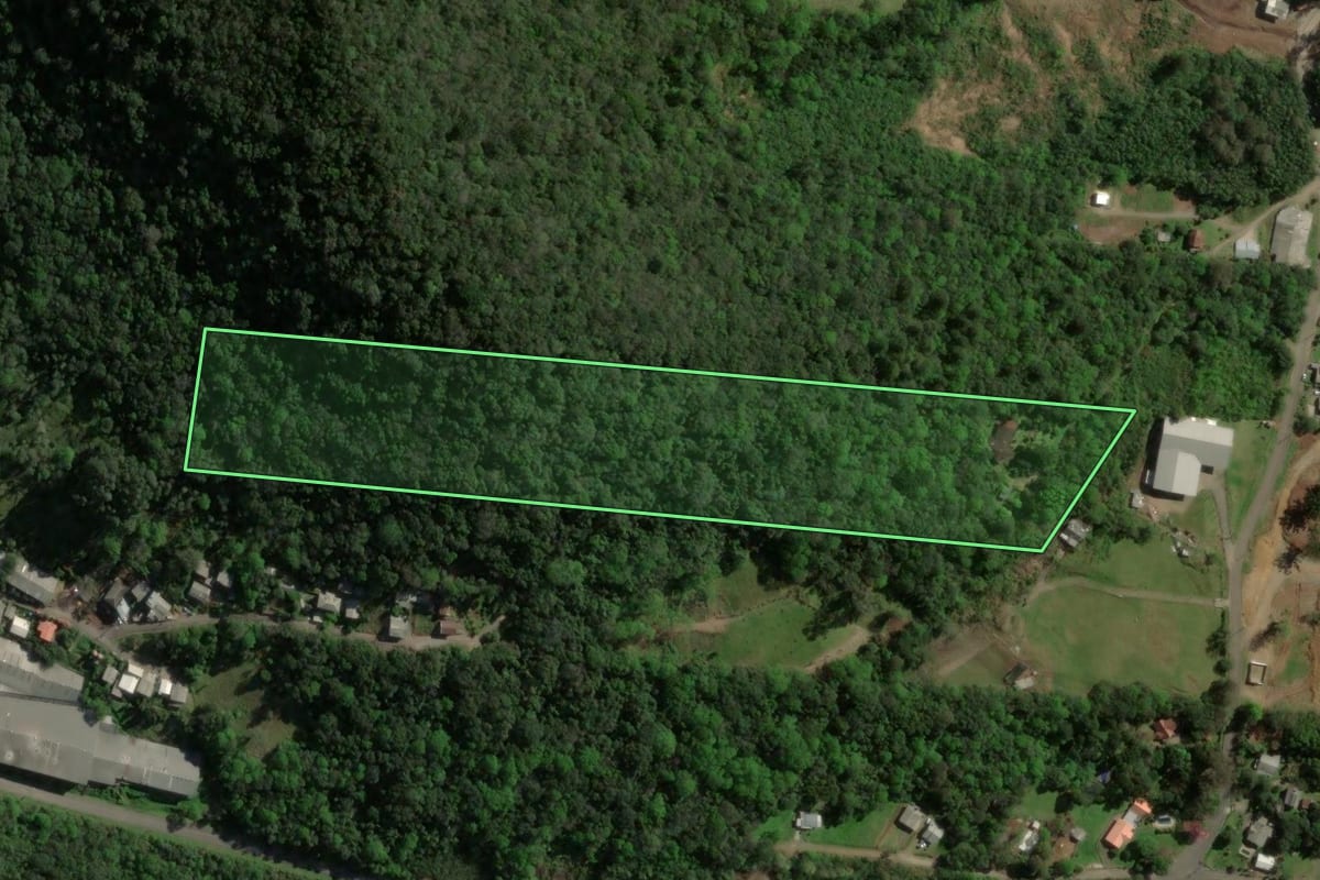 Imagem de satélite do imóvel rural em Gramado (RS), com o contorno declarado no CAR desenhado por cima.