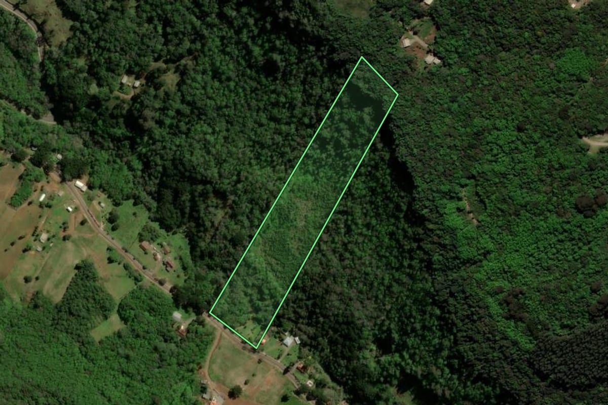 Imagem de satélite do imóvel rural em Gramado (RS), com o contorno declarado no CAR desenhado por cima.