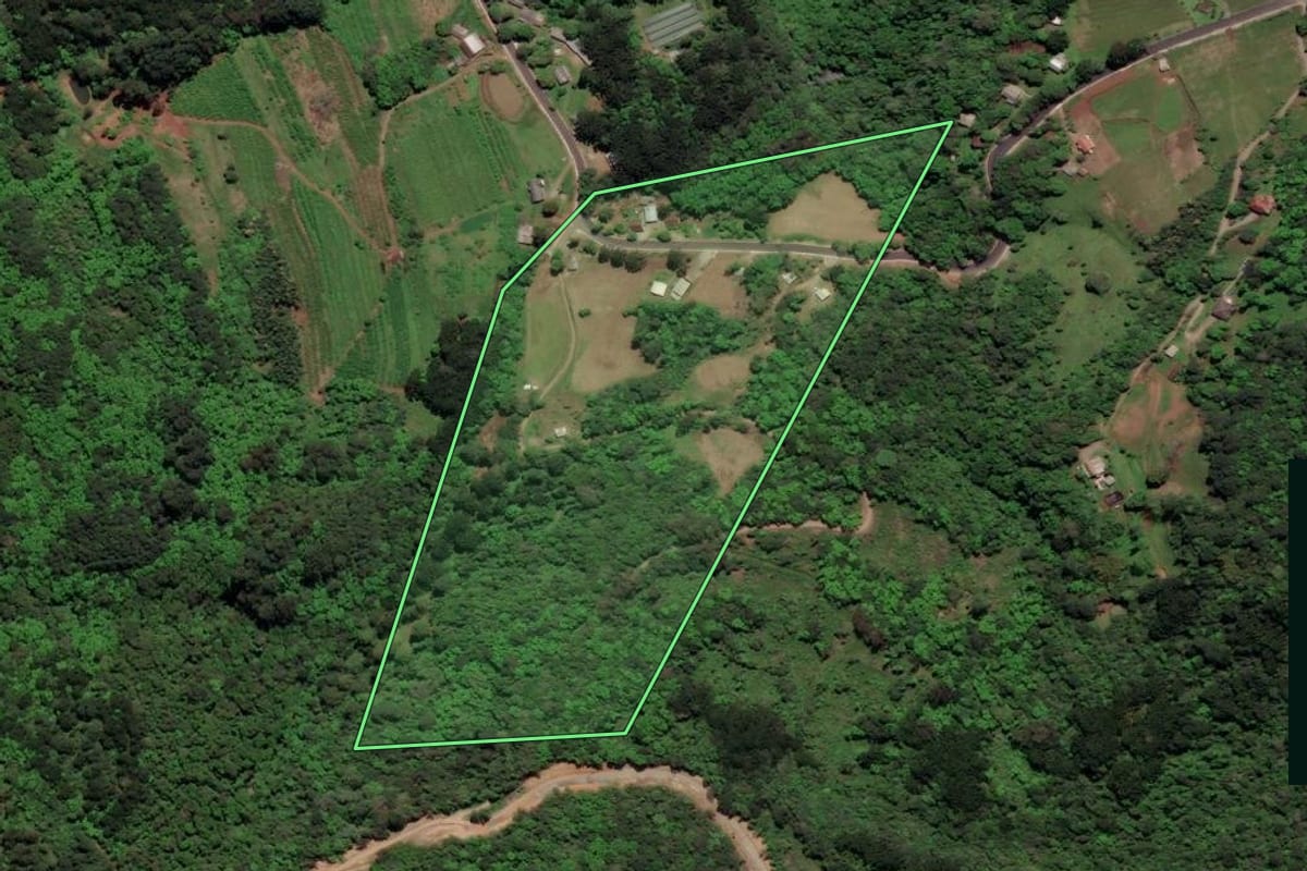 Imagem de satélite do imóvel rural em Gramado (RS), com o contorno declarado no CAR desenhado por cima.