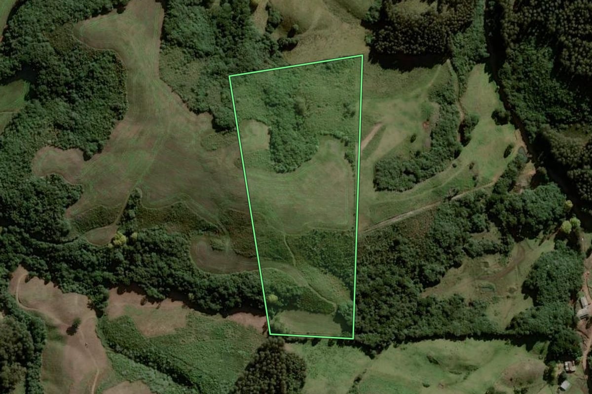 Imagem de satélite do imóvel rural em Gramado Xavier (RS), com o contorno declarado no CAR desenhado por cima.