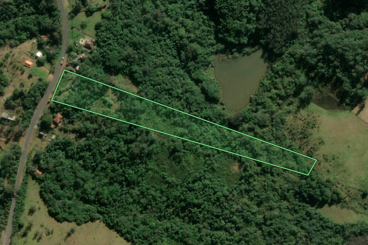 Imagem de satélite do imóvel rural em Gravataí (RS), com o contorno declarado no CAR desenhado por cima.