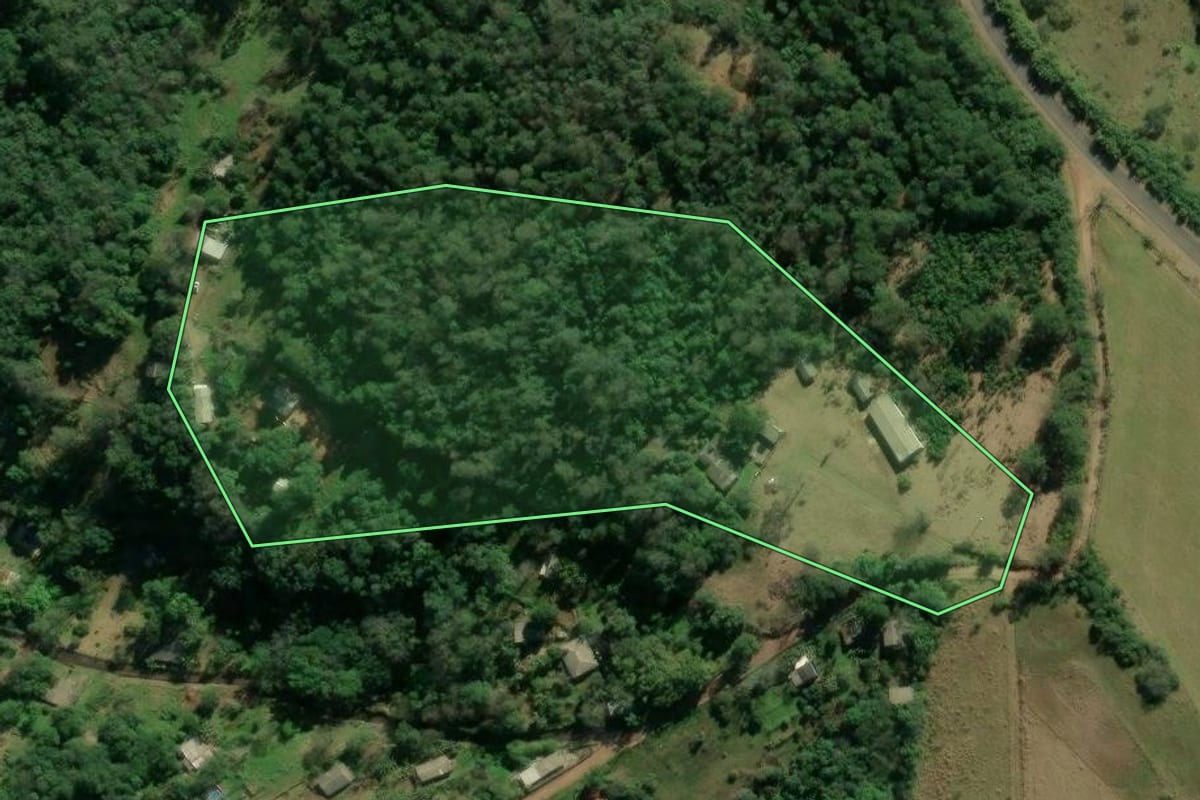 Imagem de satélite do imóvel rural em Gravataí (RS), com o contorno declarado no CAR desenhado por cima.