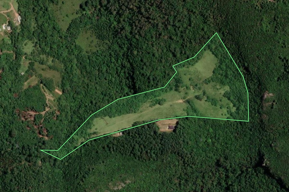 Imagem de satélite do imóvel rural em Gravataí (RS), com o contorno declarado no CAR desenhado por cima.